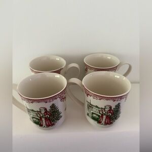 Festive Johnson Brothers Coffee Mugs OBC Christmas
9oz Pink Red & Green Colors.